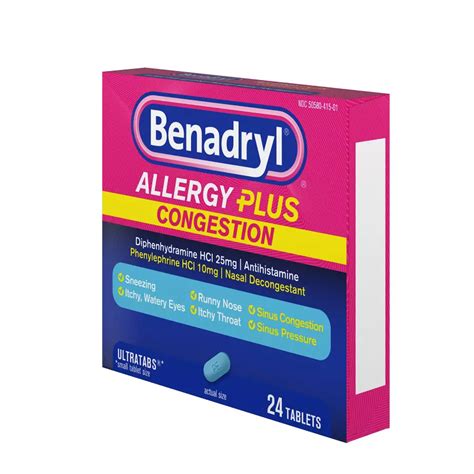 Benadryl Allergy Plus Congestion Ultratabs Tablets - Shop Sinus & allergy at H-E-B