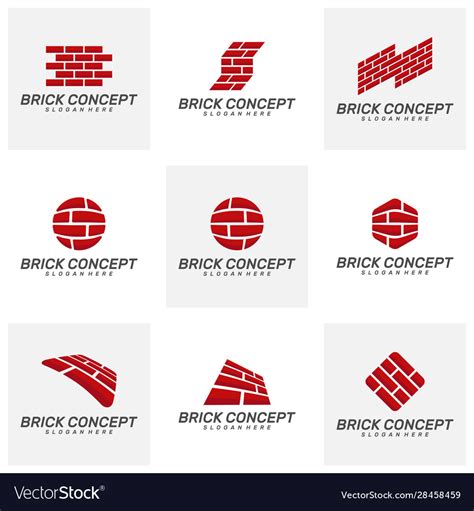 Set brick building logo design brickwork Vector Image