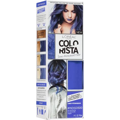 L'Oreal Paris Colorista Semi-Permanent Hair Color For Brunette Hair, Midnight Blue ...