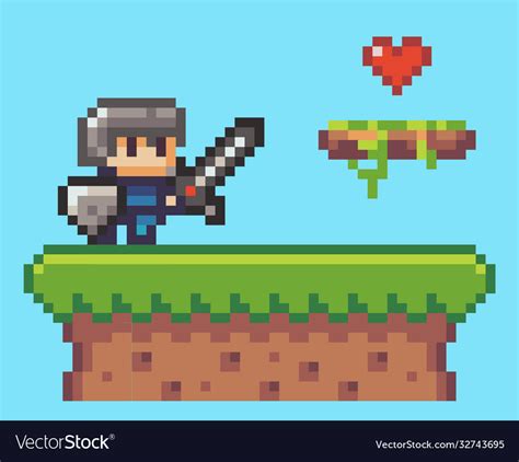 Pixel game character hero mobile 8 bit game Vector Image