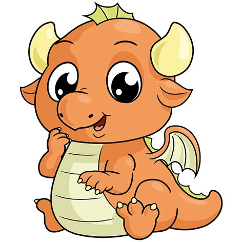 How to Draw a Cute Baby Dragon - Really Easy Drawing Tutorial