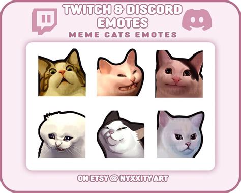 Meme Cats Twitch and Discord Emotes 6 Cute and Funny Emojis for ...