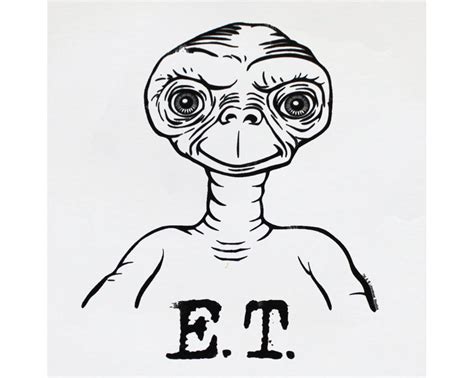 ET Extra Terrestrial Outline White Graphic T Shirt