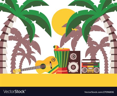 Reggae music beach party Royalty Free Vector Image