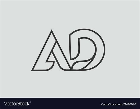 Black and white alphabet letter ad a d logo Vector Image