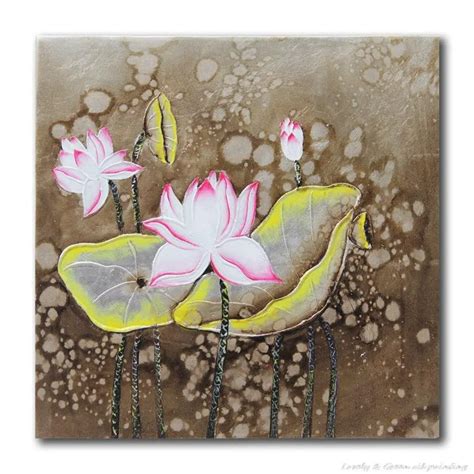 Hand Painted Lotus Flower Oil Painting On Canvas Pictures Decor Living Room Decoration Pictures ...