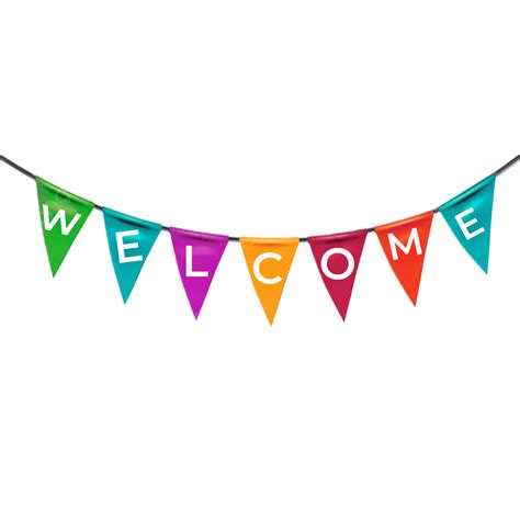 Welcome Greeting Banner On Colorful Flag, Welcome, Banner, Flag PNG ...