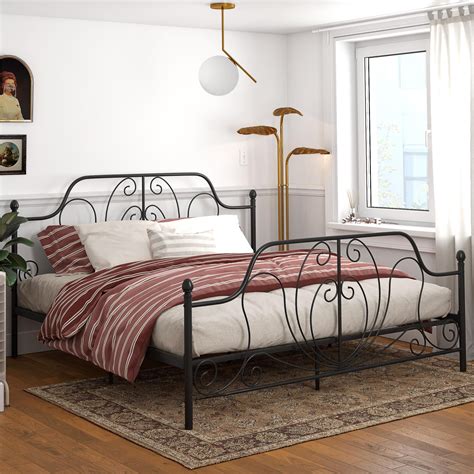 DHP Ivorie Metal Bed, King Size Frame, Adjustable Base Height, Black ...