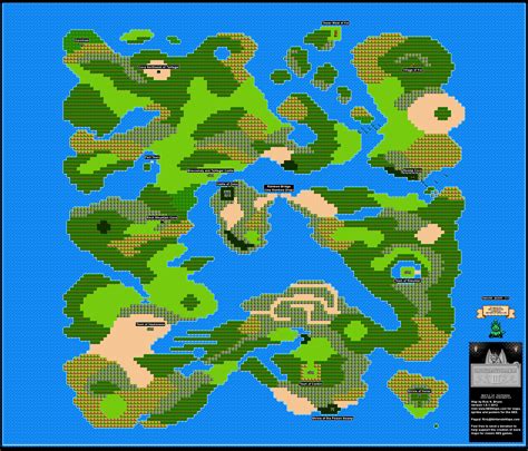 Dargon Warrior III - Alefgard Overworld Nintendo NES Map