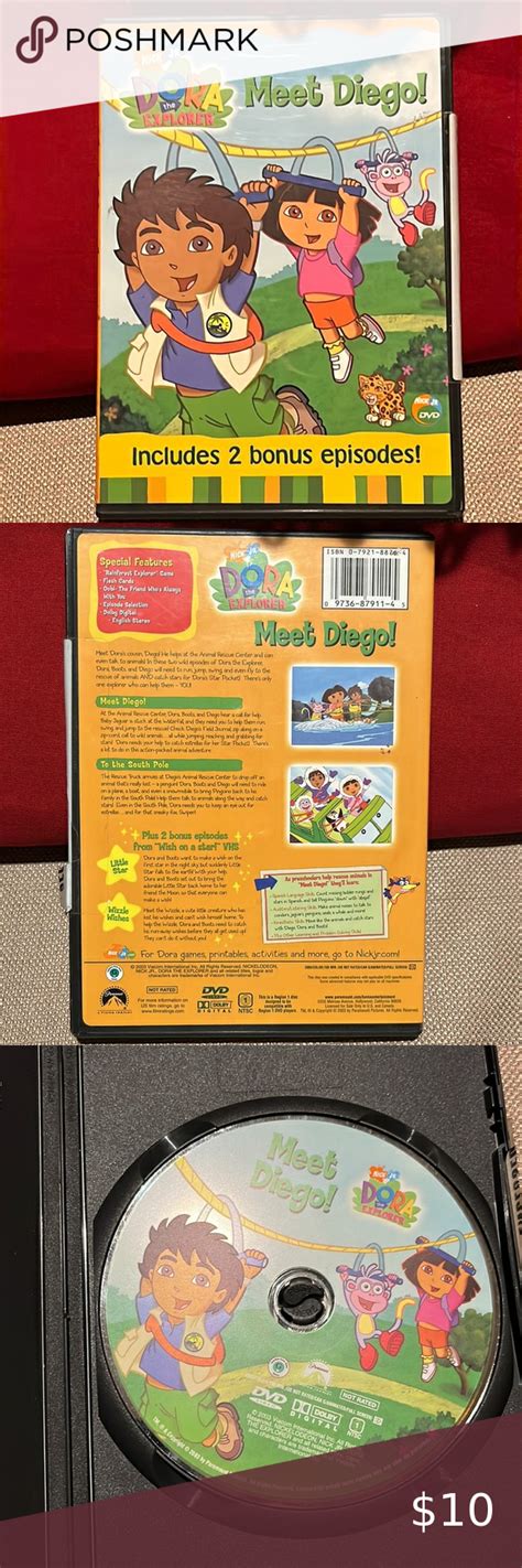 Nick Jr. Dora the Explorer Meet Diego DVD Nick Jr, Dora The Explorer, Nickelodeon, Music Record ...