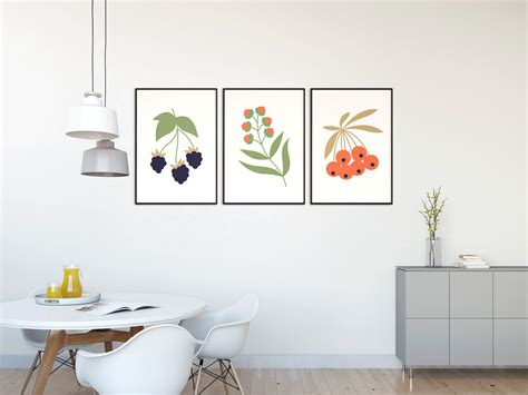 Kitchen Prints Set of 3 Kitchen Wall Art Prints Floral | Etsy