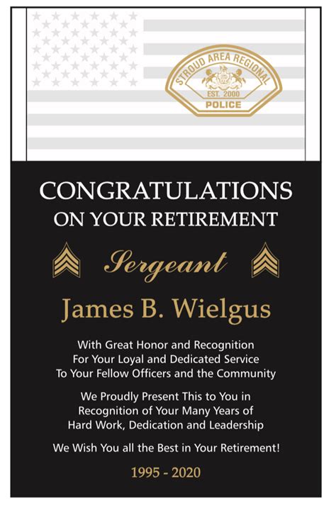 Police Retirement Plaque