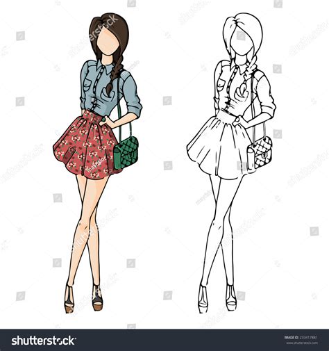 Fashion Sketch Drawing Girls Beautiful Looks: เวกเตอร์สต็อก (ปลอดค่าลิขสิทธิ์) 233417881 ...