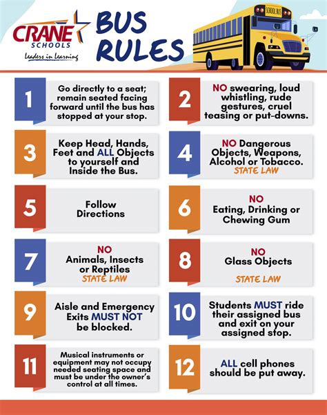 Bus Rules & Safety – Transportation – Crane Elementary School District