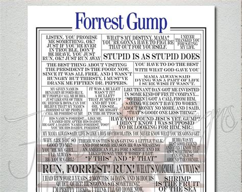 Forrest Gump Movie Quotes Print // Typography Print // Movie Quotes // Quote Collage // Word Art ...