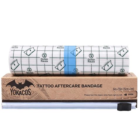 Tattoo Aftercare Bandage Roll, Tattoo Ink Wrap with Sliding Cut 6''x2.2 Yard, Second Skin Derm ...