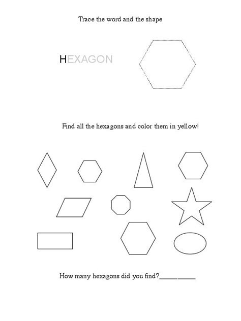 Free Hexagon Worksheet