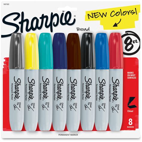 Sharpie Chisel Tip Black Permanent Markers, Set of 8, New Colors - Walmart.com