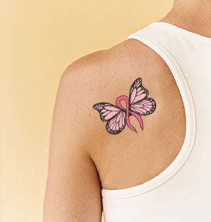 BUTTERFLIES: BUTTERFLY CANCER RIBBON TATTOO