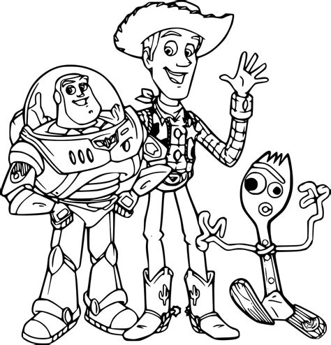 Toy Story 4 Buzz, Woody and Forky coloring page - Download, Print or Color Online for Free