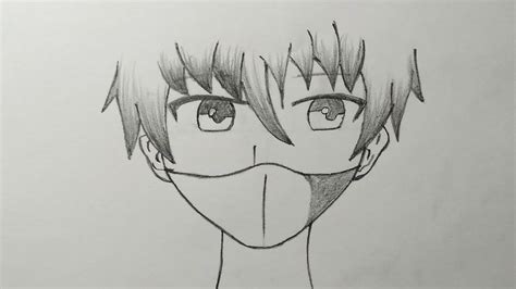 Easy anime drawing | how to draw anime boy wearing a mask with pencil ...