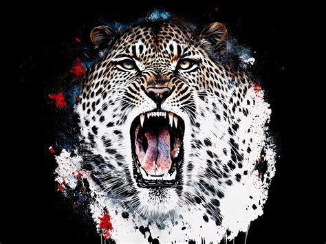 Angry leopard huge roar Digital Art by Nathan Bowles - Pixels