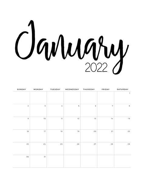 Free Printable 2022 Minimalist Calendar - The Cottage Market