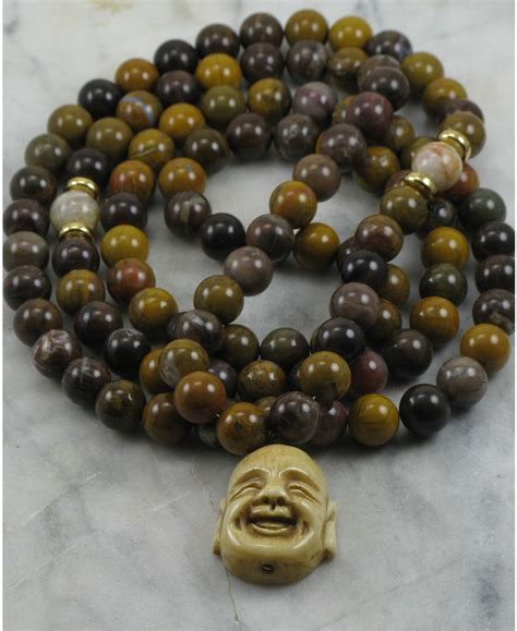 Buddha Mala Necklace | 108 wood agate mala beads, Buddhist beads