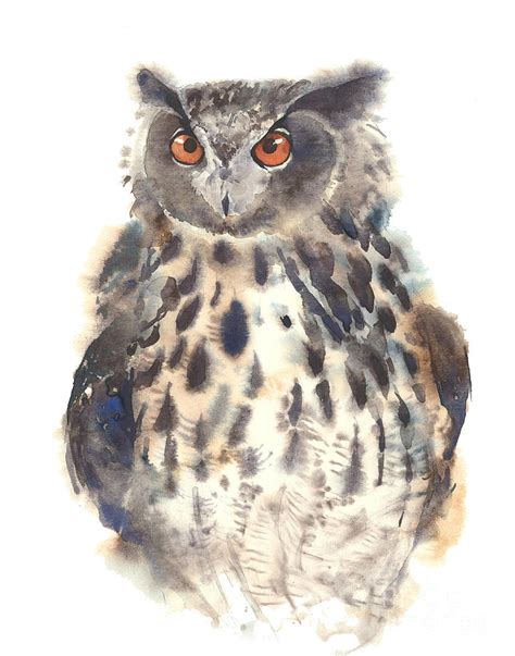 Owl watercolor painting Painting by Yulia Shevchenko - Fine Art America