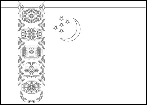 Turkmenistan Flag Colouring Page – Flags Web