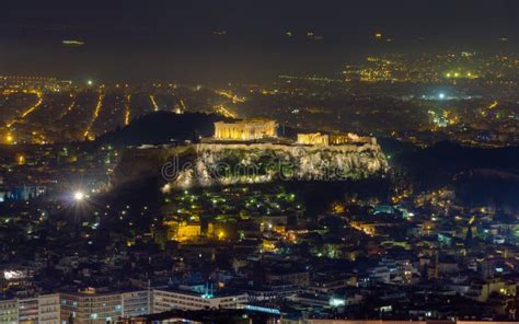 Acropolis Night View From Lycabettus Hill, Athens Stock Images - Image ...