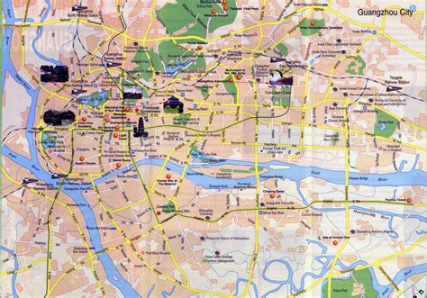 Large tourist map of Guangzhou in english | Vidiani.com | Maps of all countries in one place