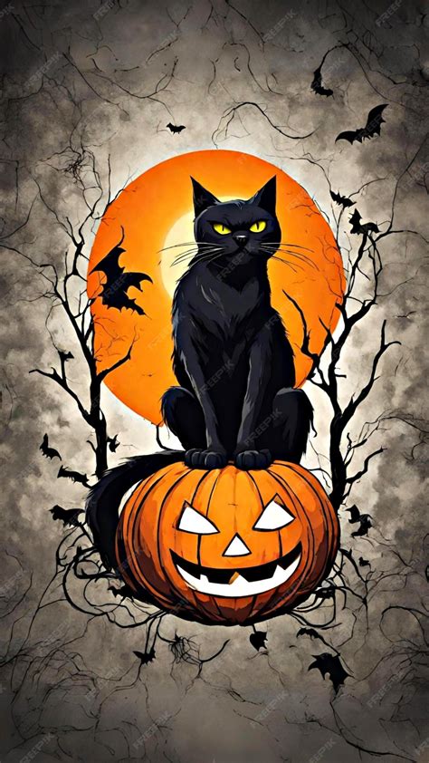 Premium AI Image | A Black Cat and a Pumpkin