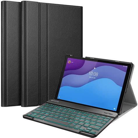 7 Color Backlight Wireless Bluetooth Keyboard Case for Lenovo Tab M10 HD (2nd Gen) / Smart Tab ...