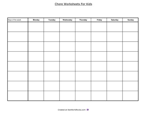 Free Blank Charts To Print | Calendar Template Printable