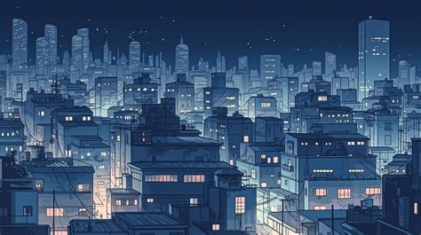 Anime City Background Night