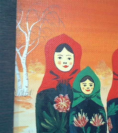 Matryoshka Babushka Russian Nesting Dolls Oil Folk Art Painting framed - Folk Art & Indigenous Art