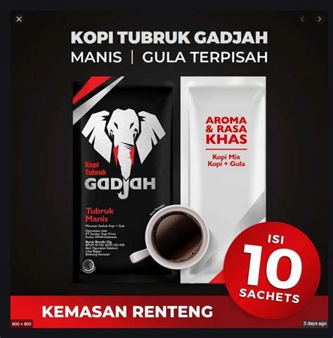 10 Pcs Kopi Tubruk Gadjah Gajah kopi plus gula 25Gr KOPI TUBRUK GULA / KOPI TUBRUK / KOPI GADJAH ...