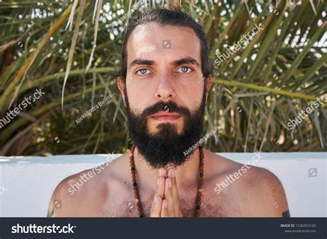 Portrait Handsome Bearded Male Blue Eyes Stock Photo 1236353104 ...