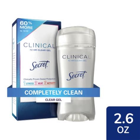 Secret Clinical Strength Completely Clean Clear Gel Antiperspirant and Deodorant, 2.6 oz - Fred ...