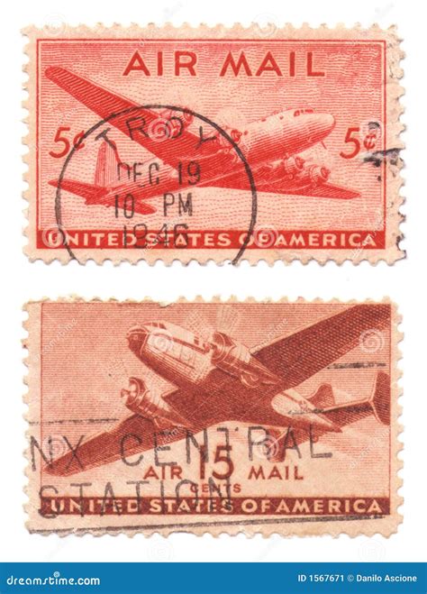 Us Air Mail Stamps Stock Image - Image: 1567671