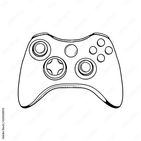 Gaming controller illustration. Retro Gaming controller line drawing ...