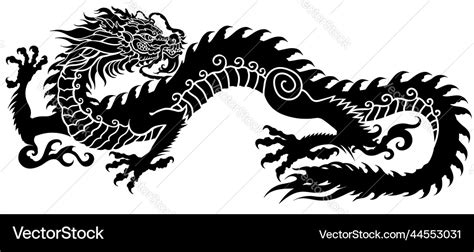 Chinese dragon silhouette side view tattoo Vector Image