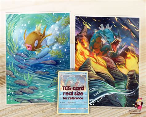 Shiny Magikarp and Gyarados Laminated A5 Altered card print | Etsy