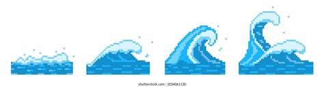 Pixelated Sea Ocean Waves Blue Tidal Stock Vector (Royalty Free ...