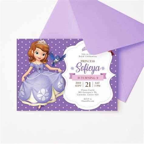 Sofia the First Birthday Invitation Template - Dgtally