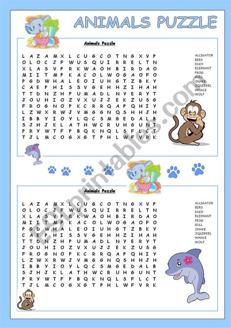 Animals Puzzle for kids - ESL worksheet by camillaceleste