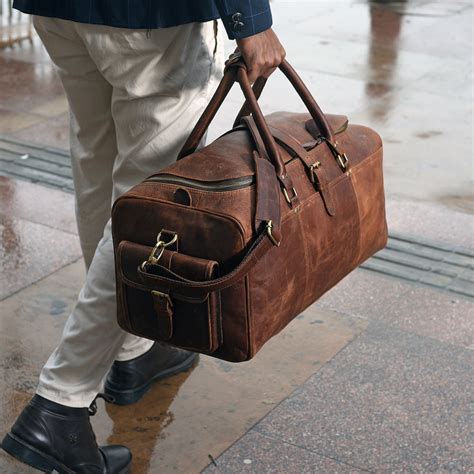 Full Grain Leather Duffle Bag/monogrammed Leather Weekender Bag/leather Holdall/overnight Bag ...