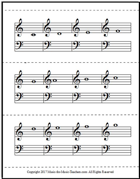 Flashcards for Music Notes with Easy-to-Cut Lines