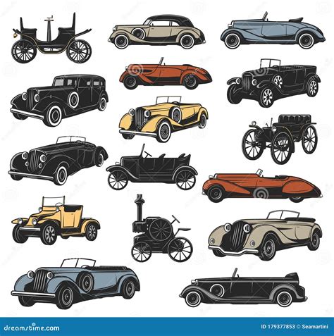 Rarity Antique Cars, Vintage Vehicles Stock Vector - Illustration of ...